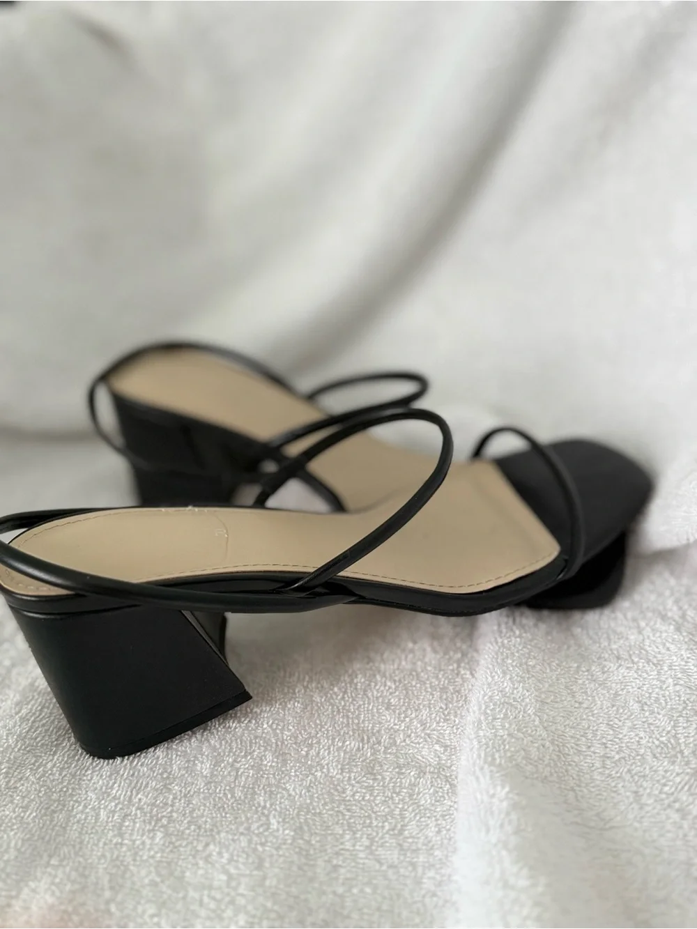 Marc Fisher Black Strappy Square-Toe Heeled Sandals